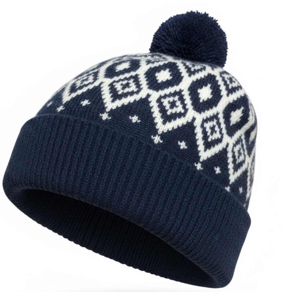 AERIE Fair Isle Knit Pom Pom Beanie Hat
